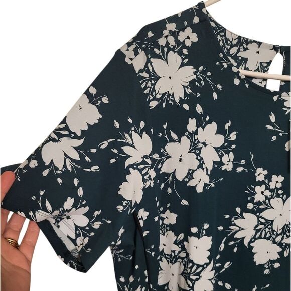J. Jill Wearever Collection Emerald Green White Floral Midi Dress, Size XLT NEW - Picture 5 of 9